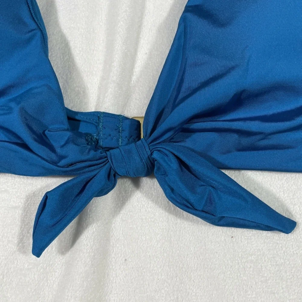 NWT Trina Turk Getaway Front Knot Bikini Top in Dark‎ Teal [size 8 ]